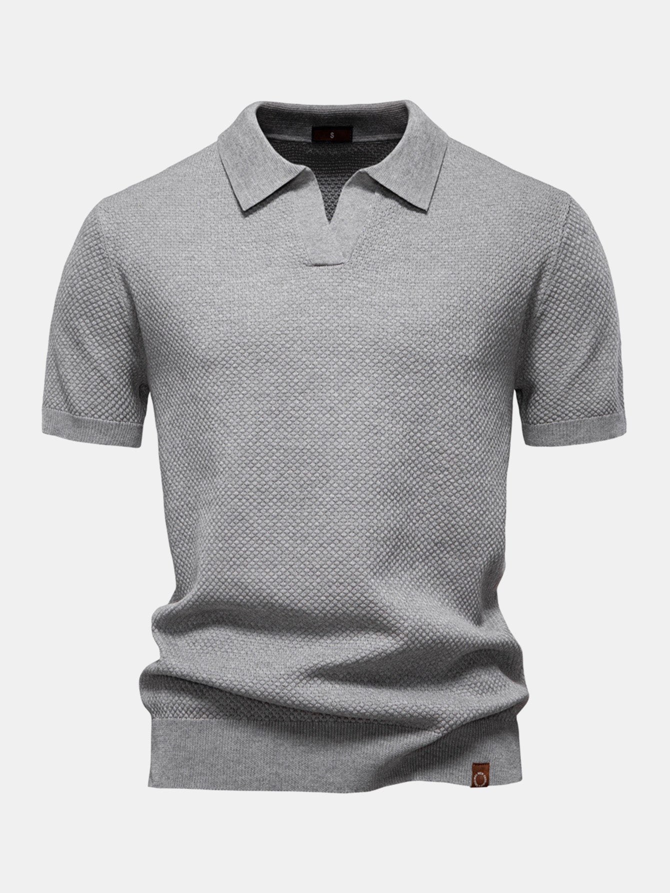 Pineapple Patterned Knit V-Neck Polo