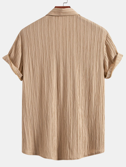 Textured Button-Up Shirt with Wrinkle Finish