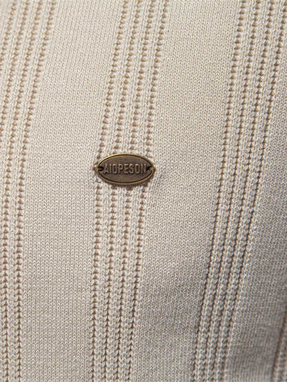 Striped Knit Polo Tee