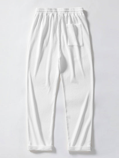 Muscle Fit Ribbed Stand Collar Top & Straight Leg Ribbed Trousers