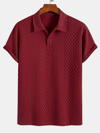 Geometric Diamond Pattern Polo and Shorts Set