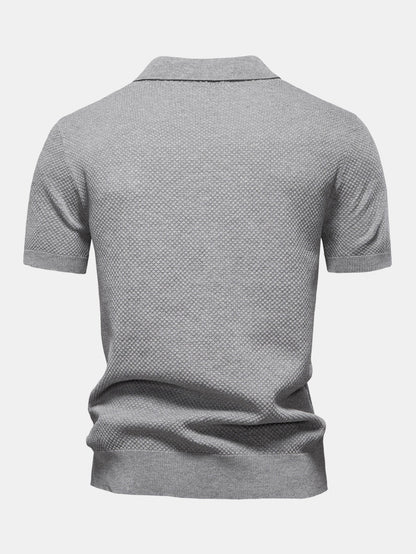 Pineapple Patterned Knit V-Neck Polo