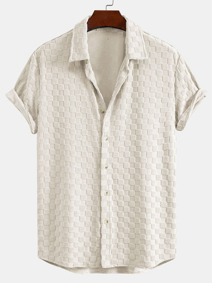 Checkerboard Terry Cloth Shirt and Shorts Set
