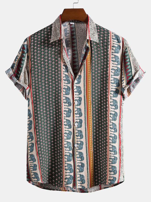 Geometric Elephant Print Shirt