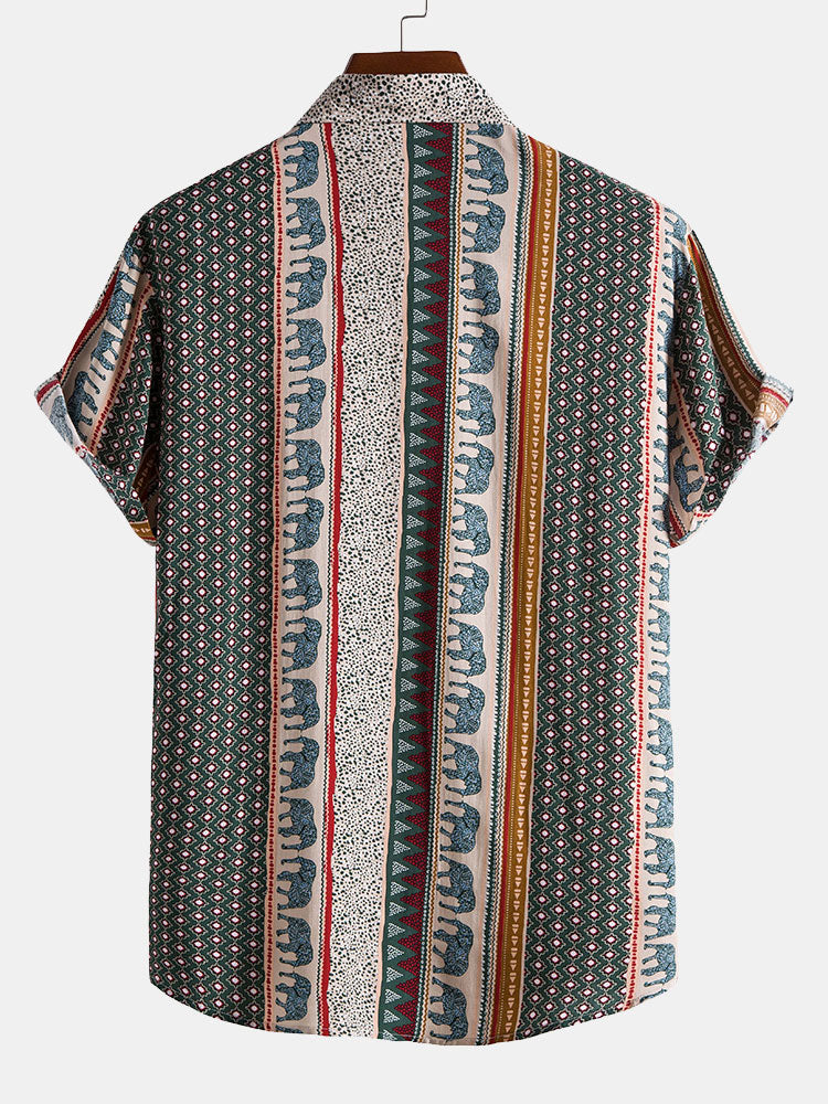 Geometric Elephant Print Shirt