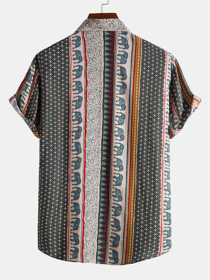 Geometric Elephant Print Shirt