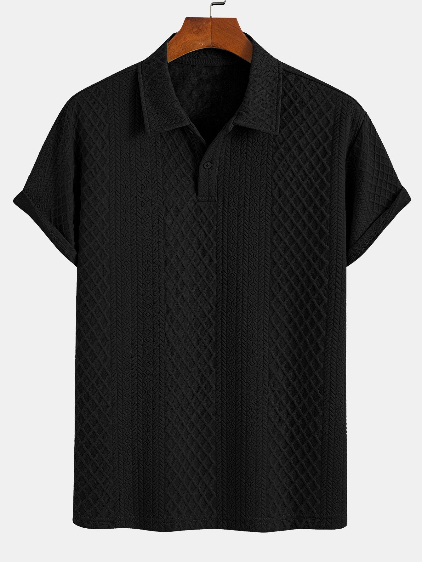 Geometric Diamond Pattern Polo and Shorts Set