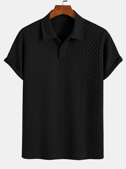 Geometric Diamond Pattern Polo and Shorts Set