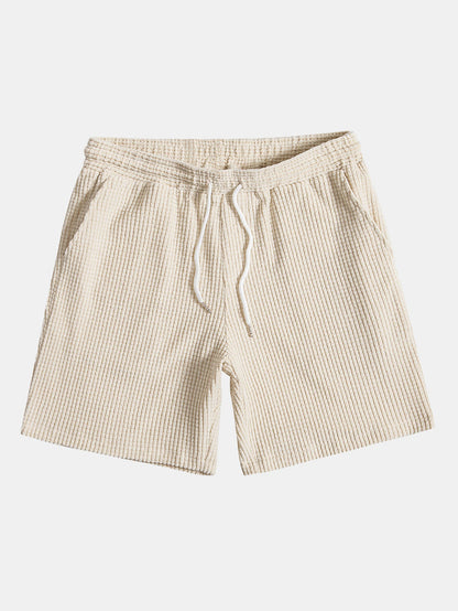 Waffle Knit Button-Up Shirt and Shorts Set