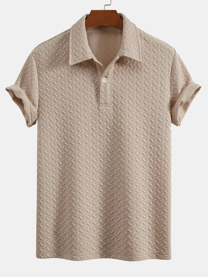 Geometric Jacquard Polo Shirt and Shorts Set