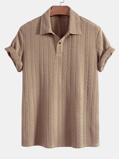 Short-Sleeved Jacquard Polo Shirt