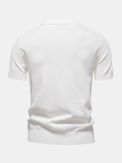 Pineapple Patterned Knit V-Neck Polo