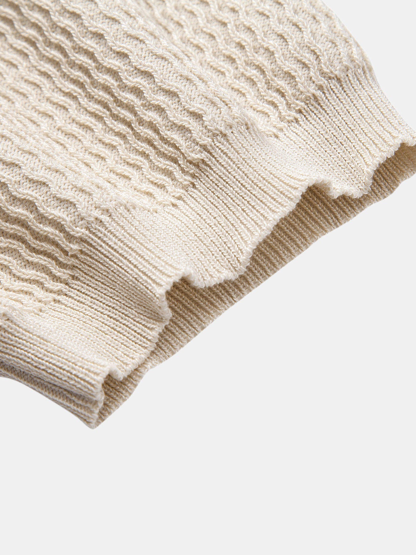 V-Neck Polo Shirt with Wave Jacquard Knit