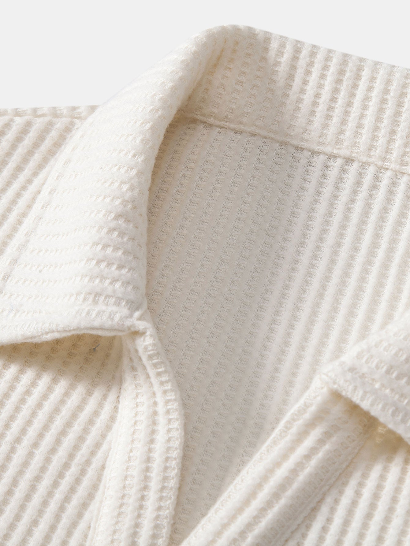 Short Sleeve Waffle V-Neck Polo with Matching Drawstring Knitted Waffle Shorts