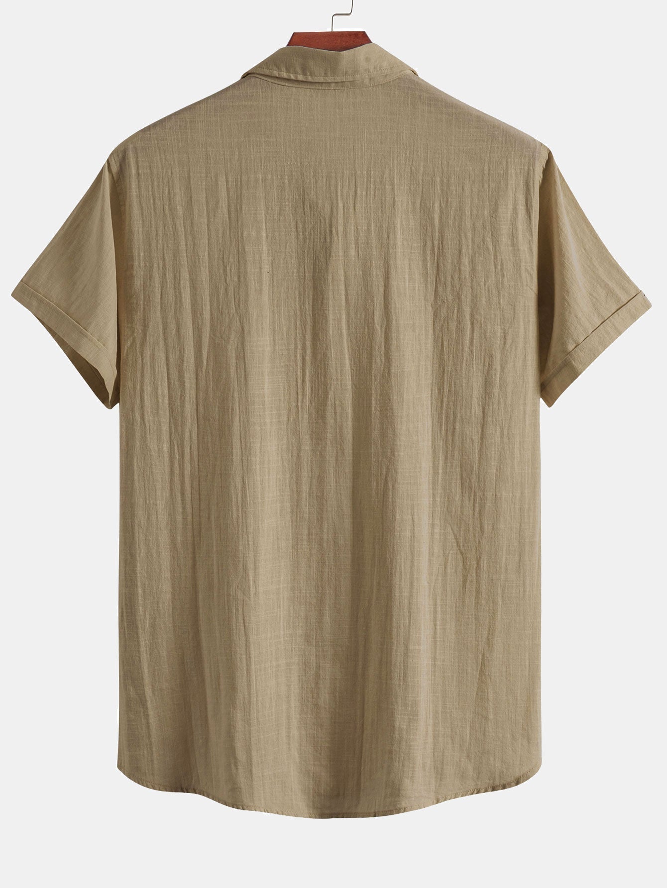 Short Sleeve Polo Shirt with Linen Look and Collar