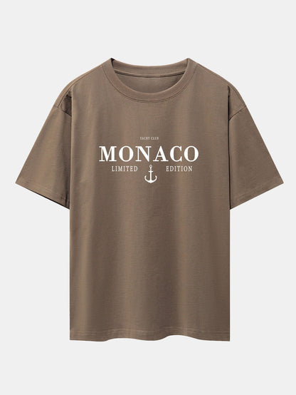 Monaco Oversized T-Shirt with Slogan Print and Drop Shoulders