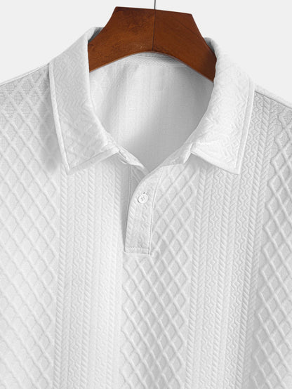 Geometric Diamond Pattern Polo and Shorts Set