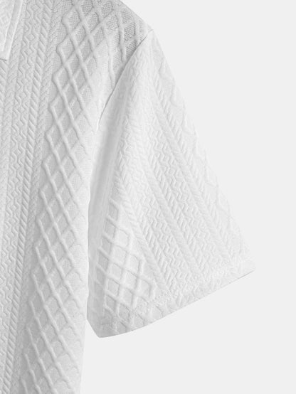 Geometric Diamond Pattern Polo and Shorts Set