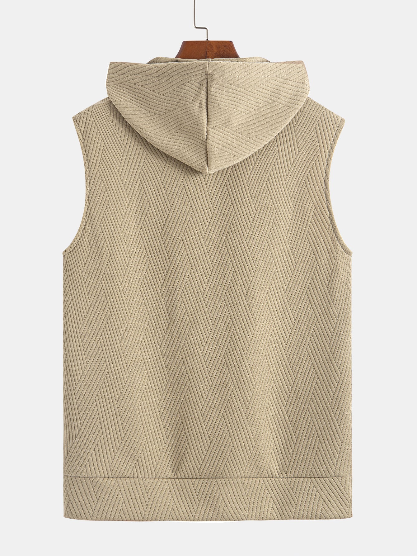 Striped Jacquard Sleeveless Hoodie and Shorts Set