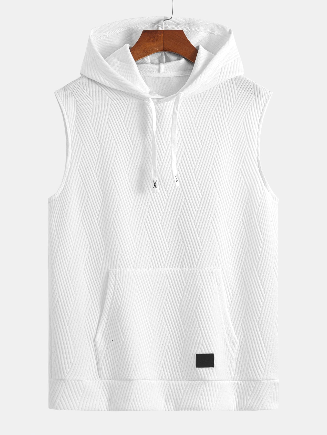 Striped Jacquard Sleeveless Hoodie and Shorts Set