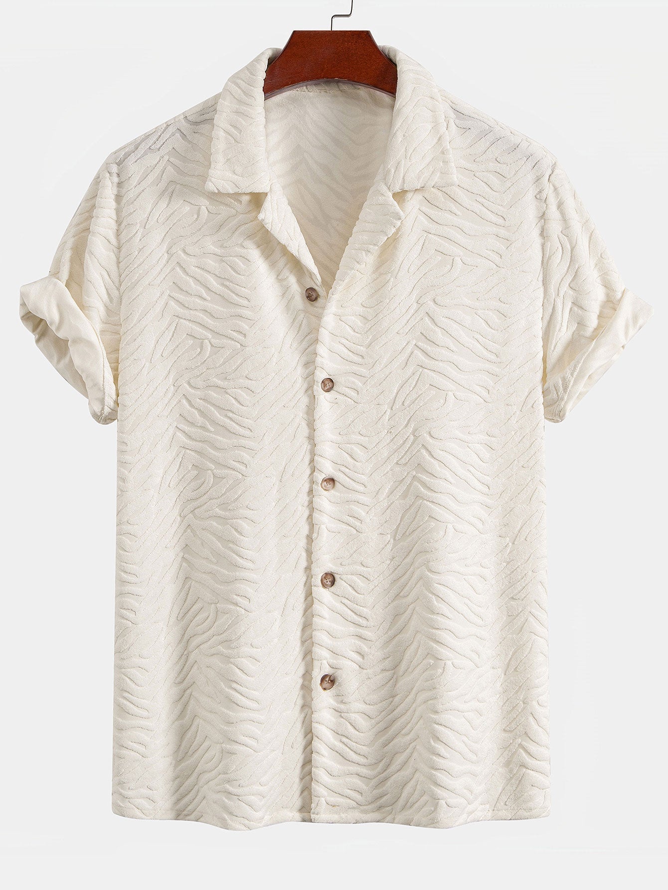 Cuban Shirt and Shorts Set with Animal Texture Terry