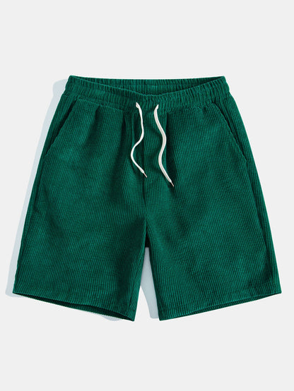 Trendy Bear Print Cotton T-Shirt with Regular Fit & Drawstring Corduroy Shorts