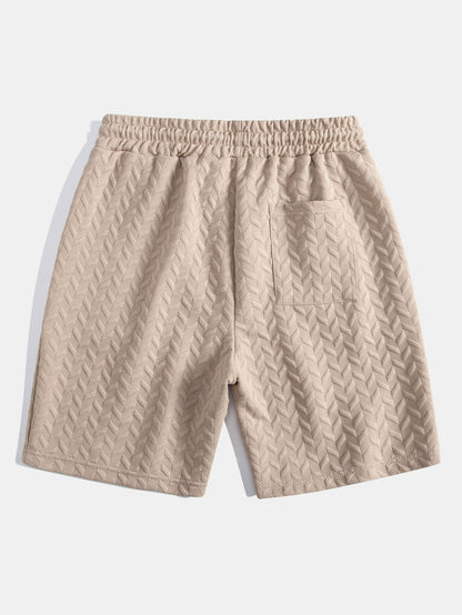 Geometric Jacquard Polo Shirt and Shorts Set