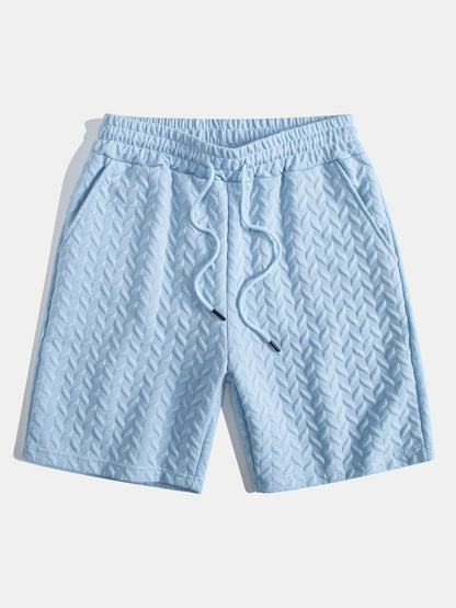 Geometric Jacquard Polo Shirt and Shorts Set