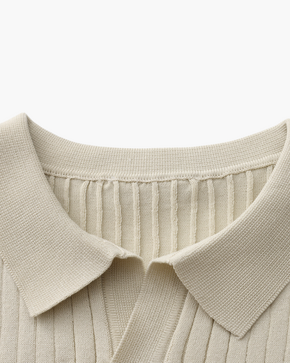Luxury Ribbed Knit Polo Shirt