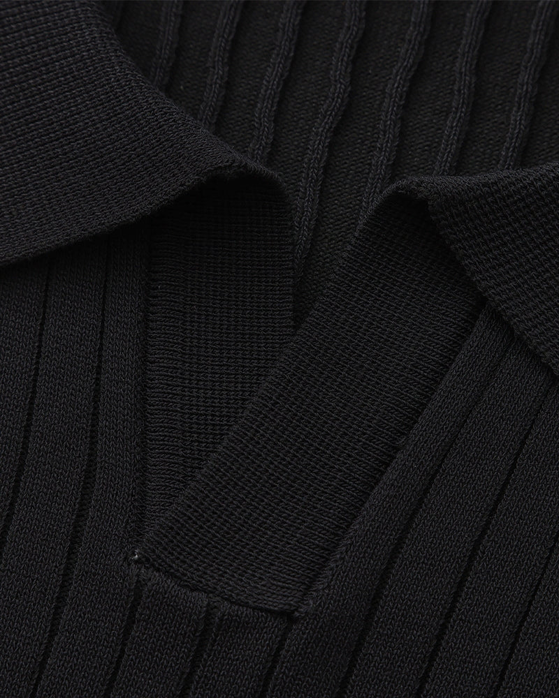 Luxury Ribbed Knit Polo Shirt