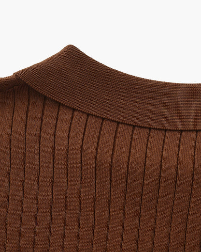 Luxury Ribbed Knit Polo Shirt