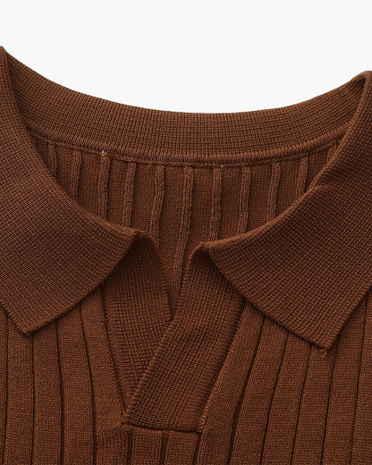 Luxury Ribbed Knit Polo Shirt