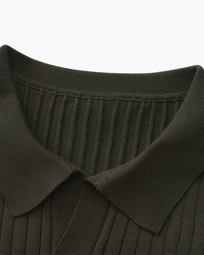 Luxury Ribbed Knit Polo Shirt