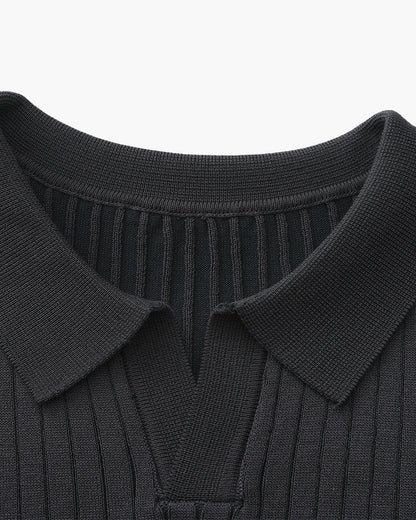 Luxury Ribbed Knit Polo Shirt