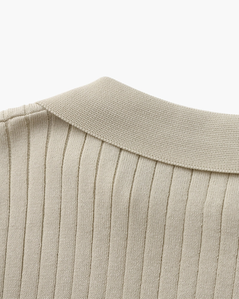 Luxury Ribbed Knit Polo Shirt