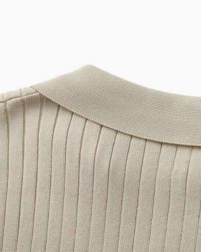 Luxury Ribbed Knit Polo Shirt