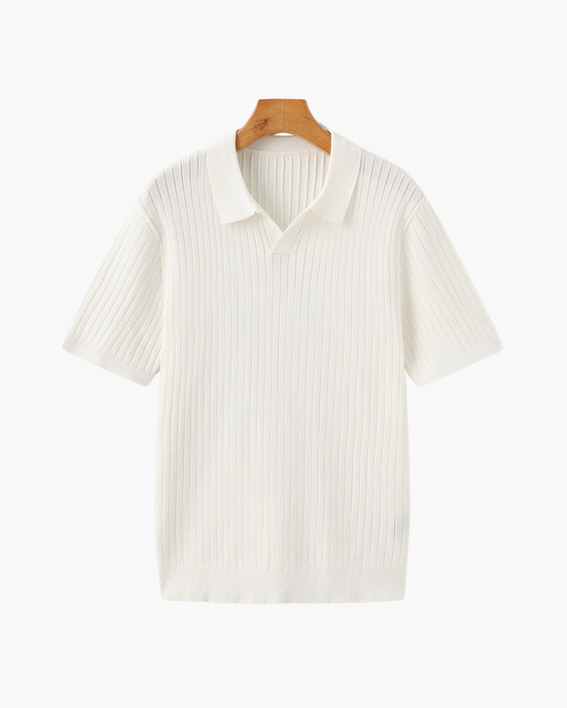 Luxury Ribbed Knit Polo Shirt