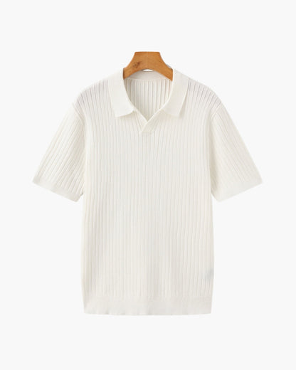 Luxury Ribbed Knit Polo Shirt