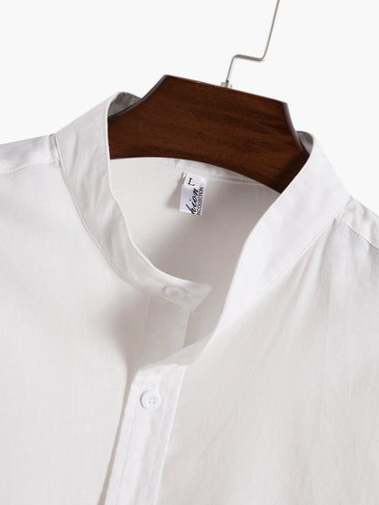 Short Sleeve Linen-Style Basic Shirts & Straight Leg Linen Trousers