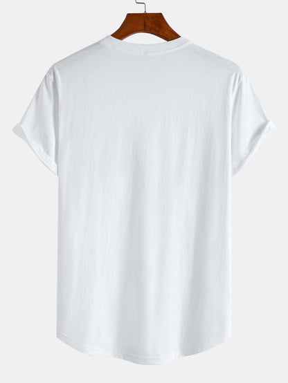 Arc Hem T-Shirt with Tokyo Ukiyo-e Print in Cotton