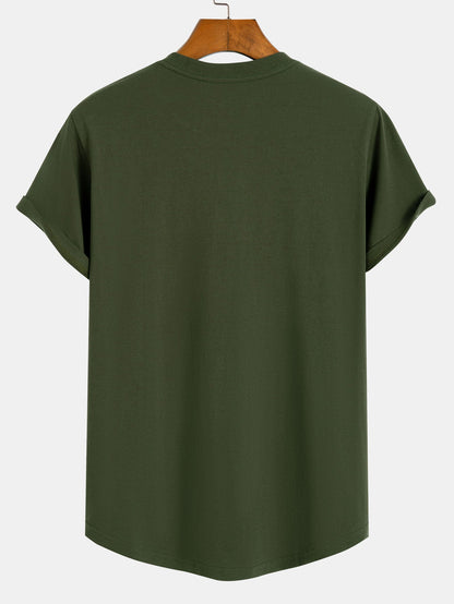 Arc Hem T-Shirt with Tokyo Ukiyo-e Print in Cotton
