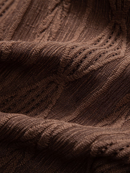 Geometric Jacquard Cuban Collar Shirt with Straight-Leg Linen Trousers