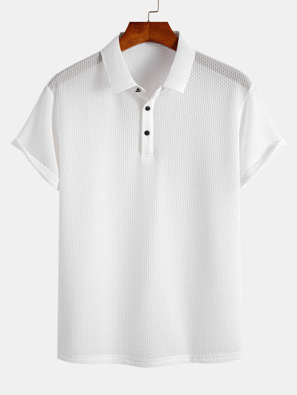 Textured Short Sleeve Polo Shirt