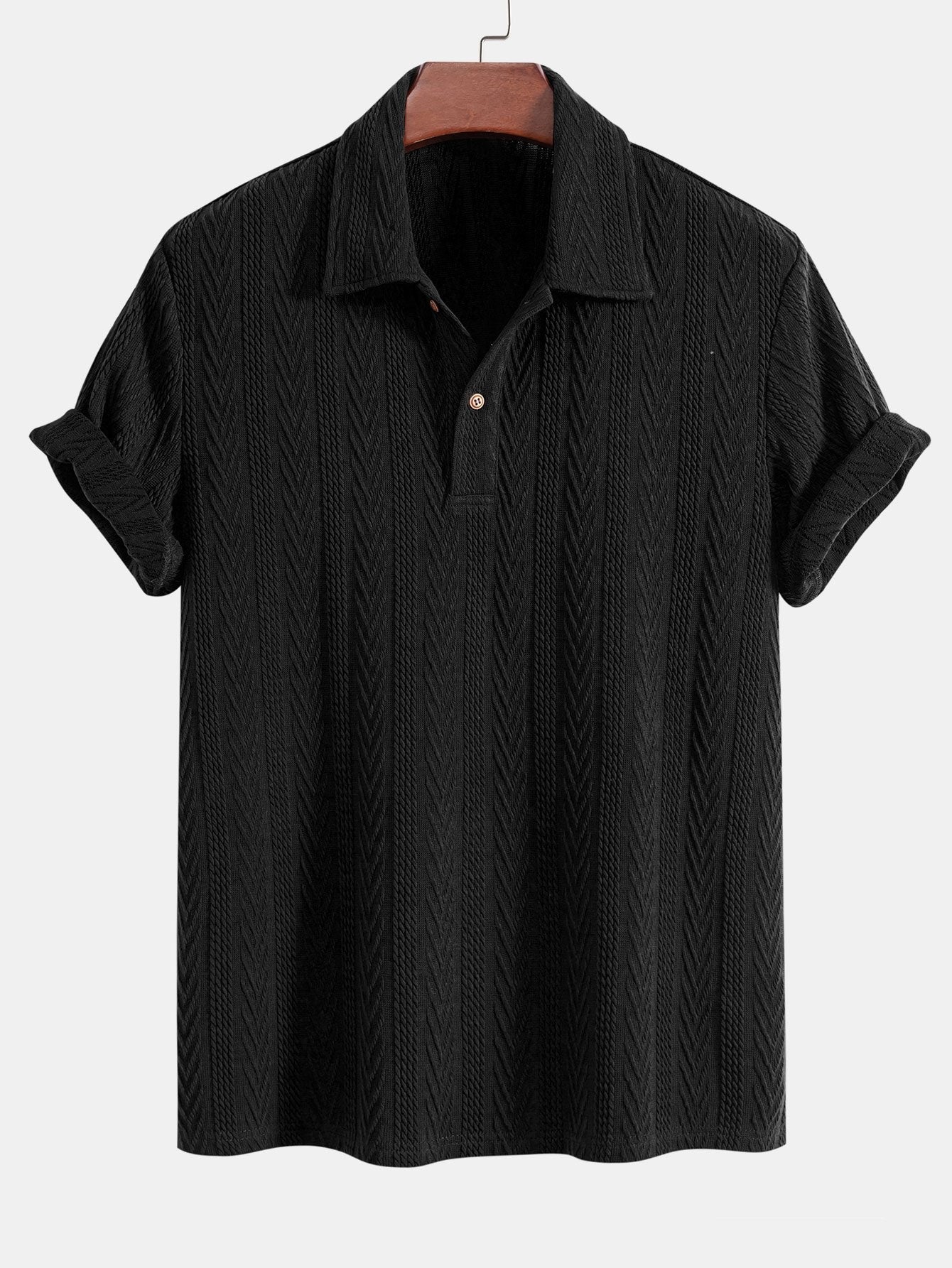 Geometric Jacquard Knit Polo
