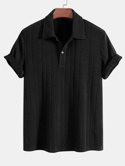 Geometric Jacquard Knit Polo