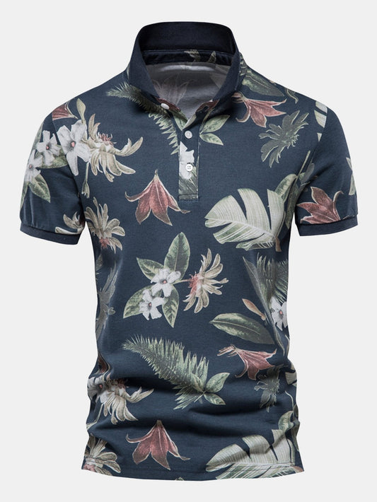 Island-Inspired Polo Shirt with Tropical Print