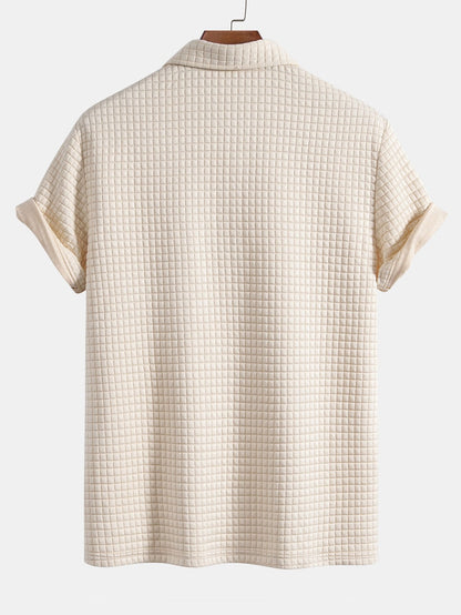 Polo Shirt with Waffle Texture and Pockets