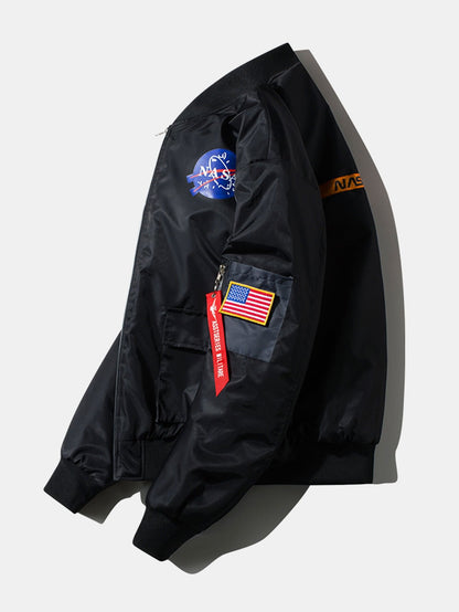 Spacious NASA Graphic Bomber Jacket