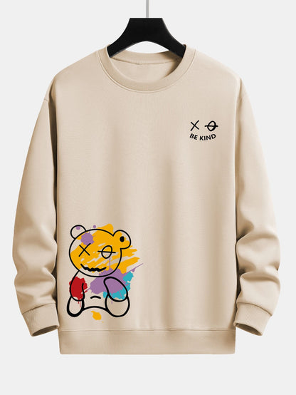 Relaxed Fit Sweatshirt with Graffiti Bear Print
