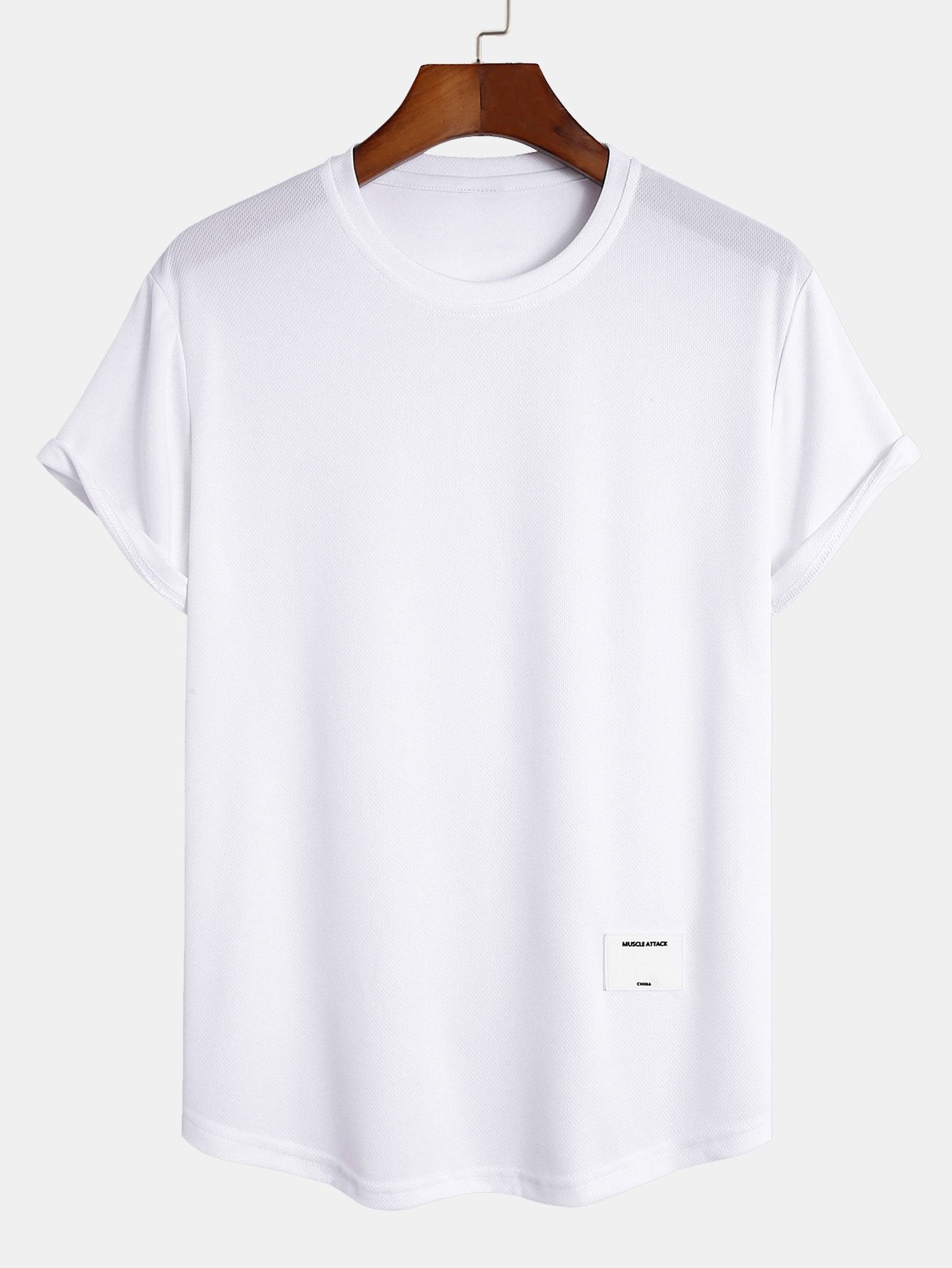 Muscle Fit Mesh T-Shirt with Arc Hem